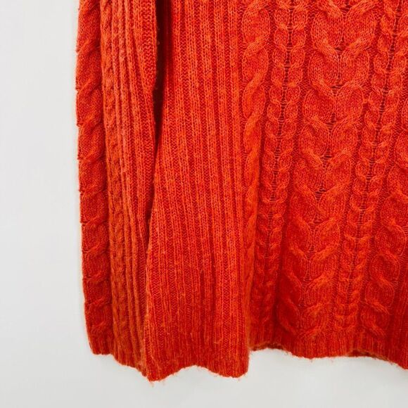 HWR Monogram Anthropologie Size Medium Orange Thin Knit V Neck Wool Sweater - Picture 5 of 9
